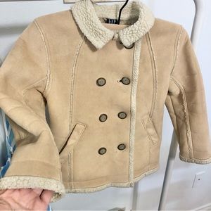 GAP Suede Sherpa Lined Pea Coat
